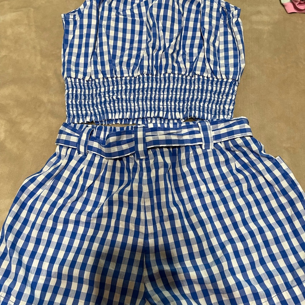 Copper Key Matching Set Blue & White Gingham